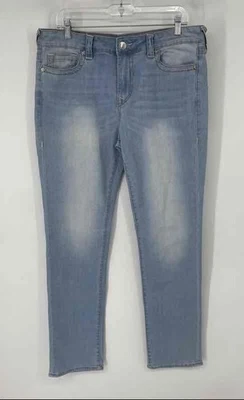 True Religion Womens Blue Billie Mid Rise Pockets Denim Straight Jeans Size 32 - Image 1 of 4