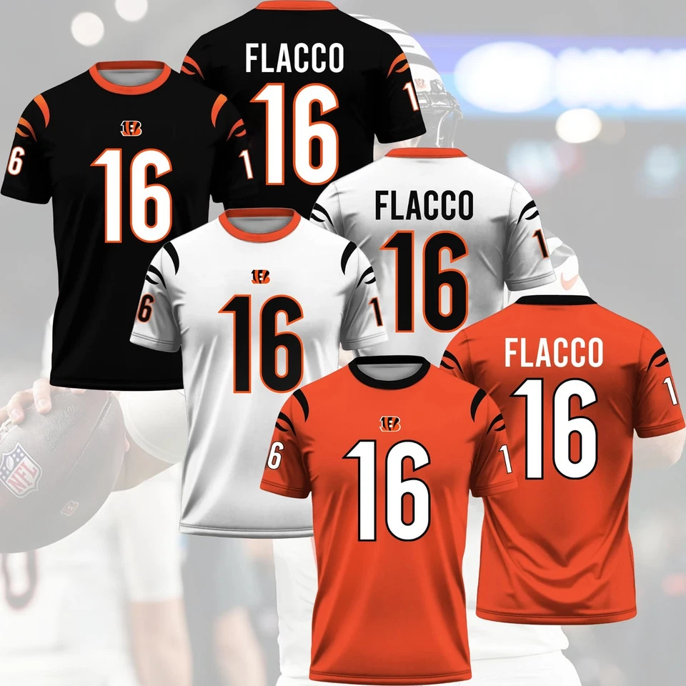 ¡LO ÚLTIMO! Bienvenido Joe Flacco #16 Cin.cin.na.ti Bengals 2025 nombre y número de jugador regalo Foto 1 de 4