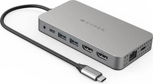 Hyper HDM1H HyperDrive Dual 4K HDMI 10-in-1 USB-C Hub for M1/M2 MacBooks - Gray - Picture 1 of 7