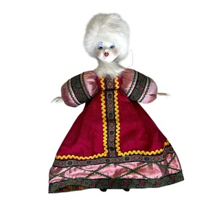 Handmade Russian Costumed 16" Porcelain Doll Fur Hat Hand Painted Snow Maiden - Bild 1 von 13