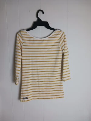 Top Pullover Matilda Jane Talla S Amarillo Para Mujer Rayas Hombro Detalle Botones Foto 1 de 4