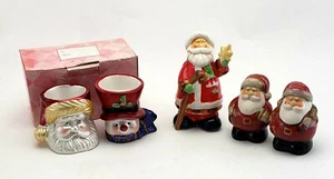 VTG SANTA/SNOWMAN CANDLE HOLDERS. 3- SANTA SALT AND PEPPER SHAKERS. GOOD COND  - Picture 1 of 10