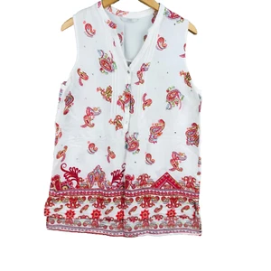 George tunique femme taille Eur 44 UK 16 rose blanc 100% viscose gilet blouse - Imagen 1 de 10
