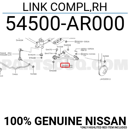 Infiniti Q45 RH Genuine OEM Infiniti Q45 Lower Control Arm 54500AR000 - Image 1 of 1