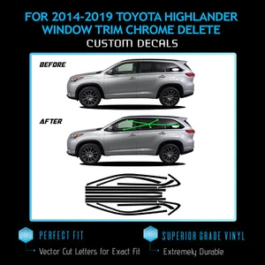 Para 2014-2019 Highlander Window Borde Cromo Eliminar Blackout - Vinilo Negro Brillante - Imagen 1 de 4