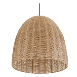 Highler 1-Light Matte Black Island Pendant with Natural Rattan Shade Hampton Bay - Picture 1 of 5