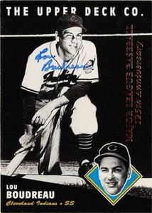 Lou Boudreau autographed Baseball Card 1994 Upper Deck All Time Heroes #204 Gold