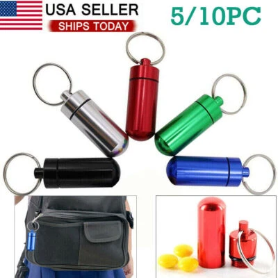 5 / 10PCS outdoor Pill box Keychain Medicine Case Bottle Drug  Holder  container - Image 1 of 4