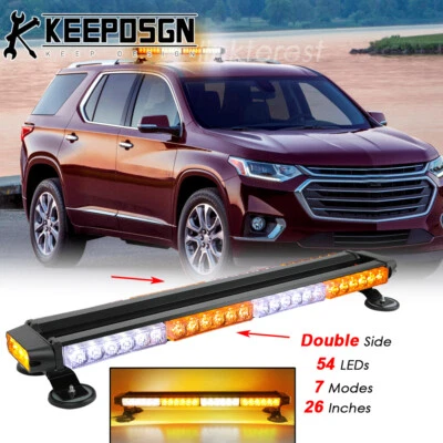 For Chevy Traverse 54 LED Rooftop Warning Emergency Strobe Lights White Amber Foto 1 de 4