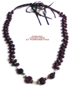 COLLIER  SAUTOIR FANTAISIE FABRICATION ARTISANALE VERRE* - Picture 1 of 1