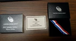 U S Mint 2012 Infantry Soldier Silver Dollar Uncirculated COA Box NO COINS - Picture 1 of 5