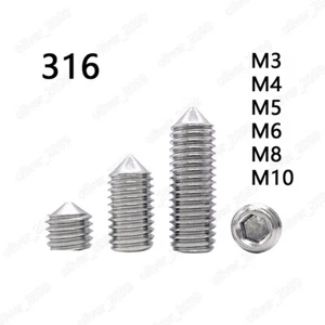 Juego de enchufes hexagonales de acero inoxidable 316 tornillos punto cono tornillos M3 M4 M5 M6 M8 - Imagen 1 de 6