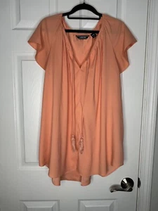 LANDS END Woman’s Flowy Plus Size Coral Blouse With Tassels Size 20W - Picture 1 of 9