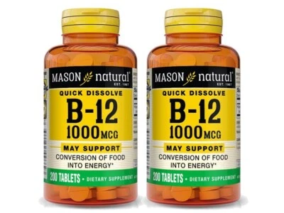 Mason Natural Vitamina B12 1000 mcg con Calcio Ext Liberación 2 X 200 = 400 Comprimidos Foto 1 de 3