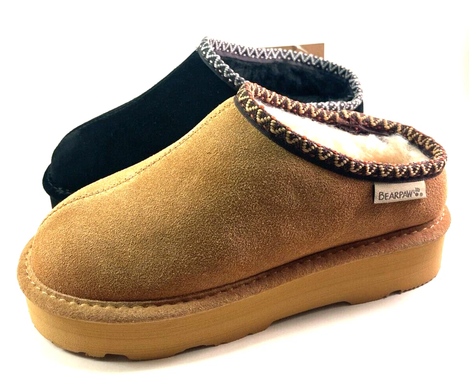 Chinelos quentes plataforma camurça BearPaw Martis escolha tamanho/cor - Imagem 1 de 3