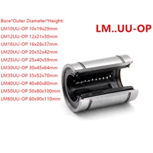 Rodamiento de bolas de movimiento lineal LM10 12 16 20 25 30 35 40 50 60UU buje CNC abierto - Imagen 1 de 4