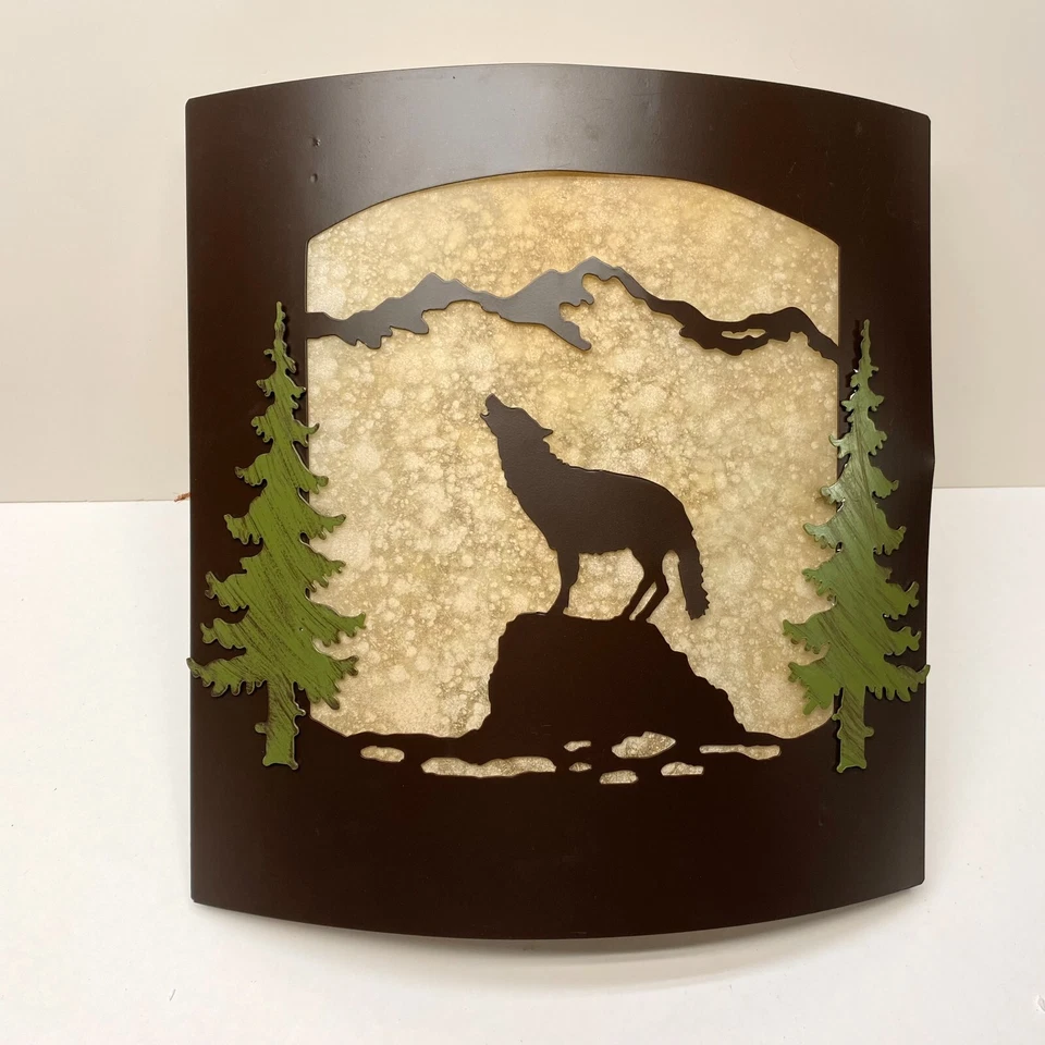 Aplique de pared rústico Wolf - Lámpara de vidrio ámbar esmerilado y metal bronce Foto 1 de 2