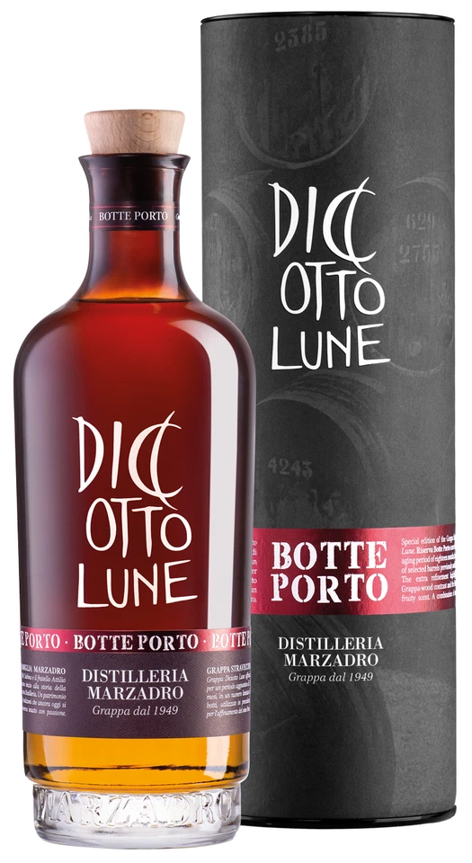 (69€/L) Diciotto Lune Botte Porto | Grappa Marzadro | 0,5 l. in Tube - Bild 1 von 1