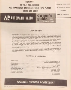 Automatic Radio - Model CSE-6381D - Service Manual - Original - Imagen 1 de 1