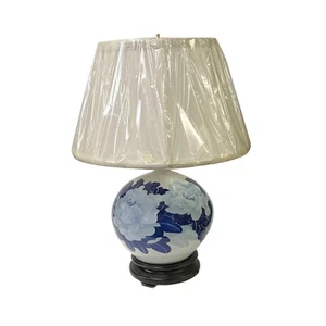 Chinese Blue White Flower Porcelain Round Base Table Lamp ws2653 - Picture 1 of 7