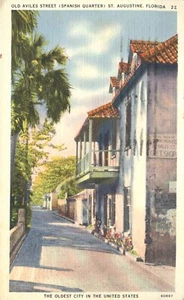 Old Aviles Street Spanish Quarter St Augustine Florida 1941 Postcard - Picture 1 of 2