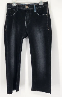 Pantalones de mezclilla Robert Graham clásicos de terciopelo Yates para hombre 30x25 negro dobladillo crudo usados en excelente estado Foto 1 de 4