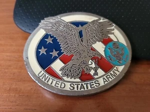 Gürtelschnalle United States Army Flying Eagle auf amerikanischer Flagge mehrfarbig Metall - Bild 1 von 3
