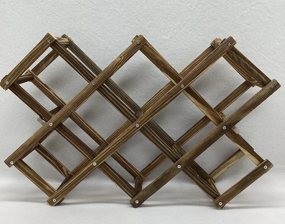 Wine Rack Wood Storage Racks Countertop Stackable Cellar for 10 Bottles Ferfil