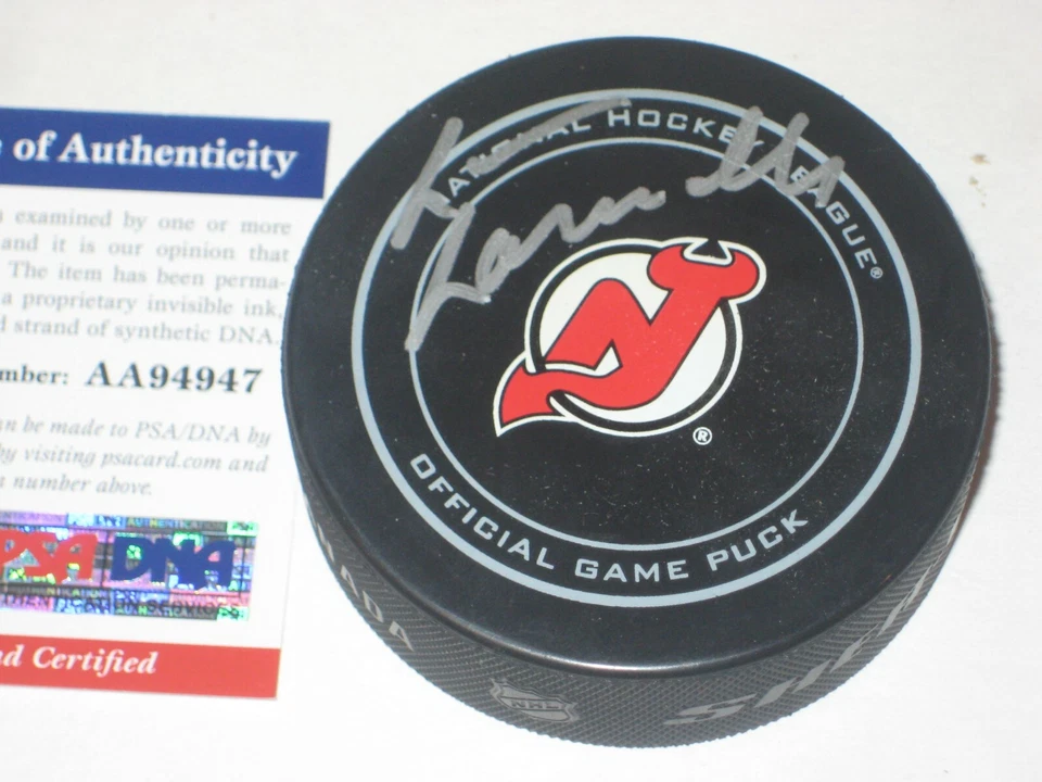 LOU LAMORIELLO Signed New Jersey DEVILS Official GAME Puck w/ PSA COA - Image 1 of 1