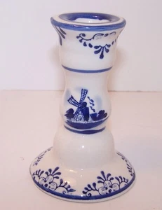 Candelabro cónico de cerámica Delft azul holandés Holanda 4 1/2" - Imagen 1 de 1