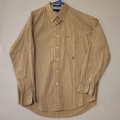 Camisa masculina manga longa Tommy Hilfiger preta vermelha amarela xadrez tamanho GG - Imagem 1 de 4