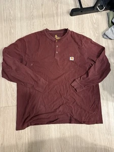 Carhartt Long Sleeve Relaxed Fit Long Sleeve Henley Pocket XLarge Maroon - Bild 1 von 5
