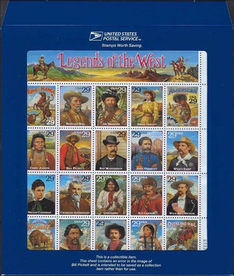 US Scott #2870 MNH VF Recalled LEGENDS OF THE WEST Error Sheet USPS SEALED! - Image 1 of 2
