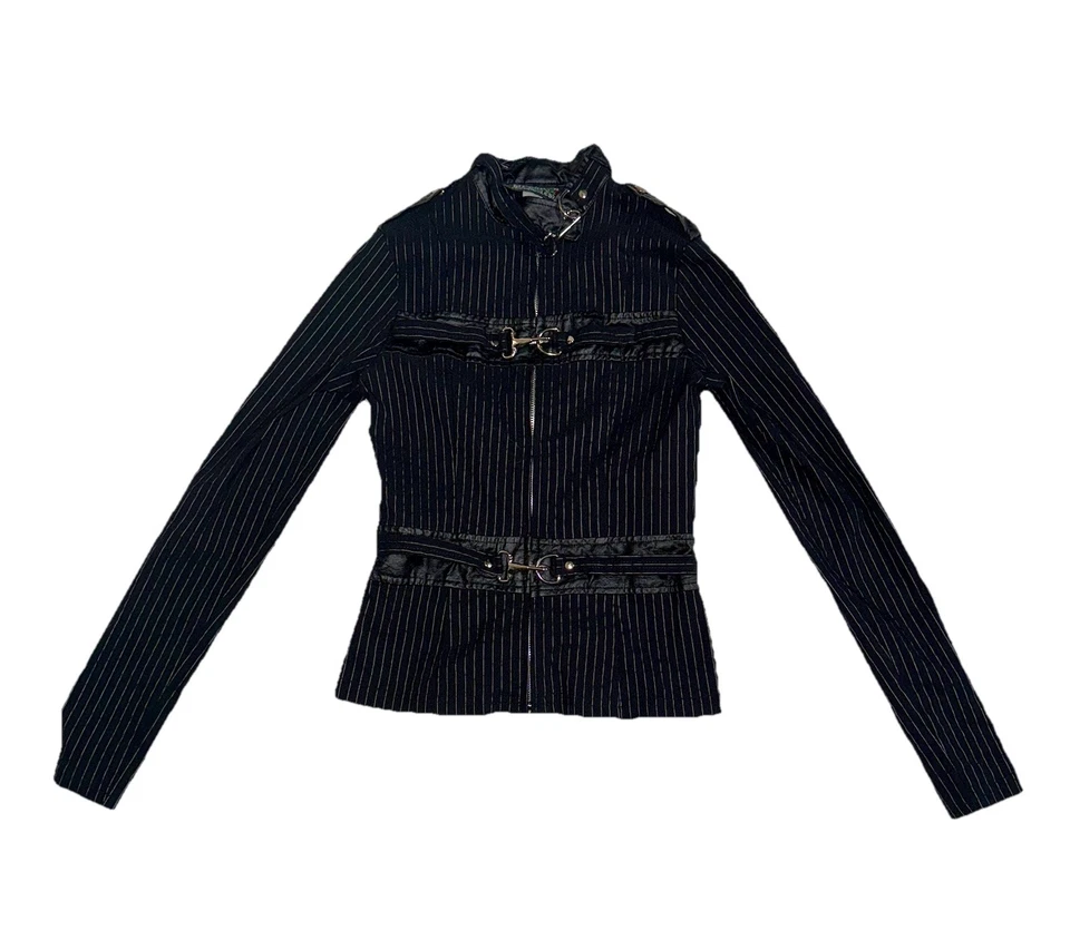 Lip Service Gangsta Prangsta 2005 女式细条纹夹克,尺寸 M — 第 1/4 张图片