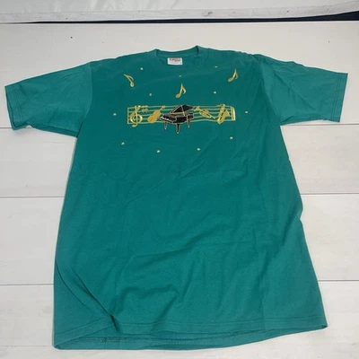 Vintage 90s Music Teacher Embroidered Piano Tshirt Women’s Large Kitchy Retro - Image 1 of 4