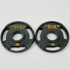 GOLD’S GYM 5 lb Agarre Olímpico Placas de Peso Gimnasio 10 lb Par Total De 2 5’s COMO NUEVO - Imagen 1 de 6