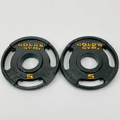 GOLD’S GYM 5 lb Agarre Olímpico Placas de Peso Gimnasio 10 lb Par Total De 2 5’s COMO NUEVO Foto 1 de 4