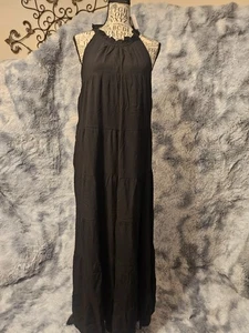 Nuevo Vestido Haeof Algodón Popelina Negro Cuello Alto Niveles Calzoncillo Talla S - Imagen 1 de 5