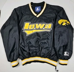 Vintage Starter Iowa Hawkeyes Embroidered Pullover Windbreaker Side Zip SZ MED - Picture 1 of 20