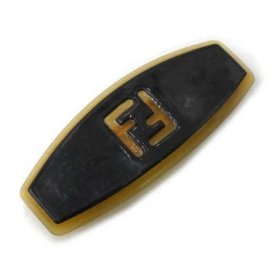 Fendi FF Logo Barrette Hair clip Black x Beige Plastic x Metal W9.4cm x H3.7cm - Image 1 of 4