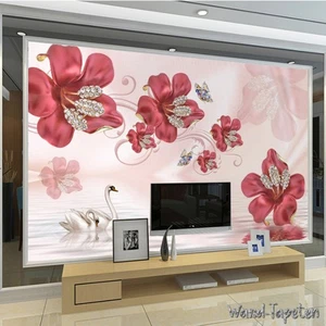 Fotomural no tejido papel pintado murales rosa alta gama diamante decoración floral 3702 - Imagen 1 de 4