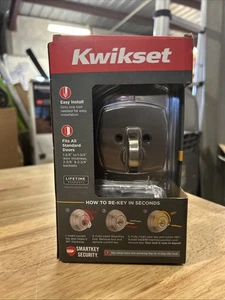 Kwikset Midtown Modern Exterior Keyed Front Entry Deadbolt Lock Satin Nickel NEW - Picture 1 of 2