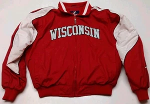 Vintage Majestic University of Wisconsin Madison Badgers NCAA Zip up Jacket L - Picture 1 of 15