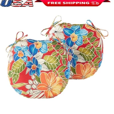 Juego de 2 Cojines para Silla Bistro Exterior Redondos Resistentes al Agua Relleno Suave de Polifibra Foto 1 de 4