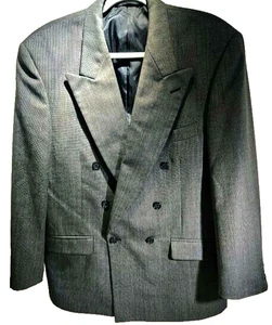 Foreman & Clark 44R Gray Wool Blend Double Breast Mens Blazer Sport Jacket - Picture 1 of 7