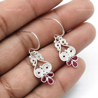 Orecchini Unici In Argento 925 Con Gemma In Zirconia Cubica Rosa Nuovi Di Natale - Immagine 1 di 4