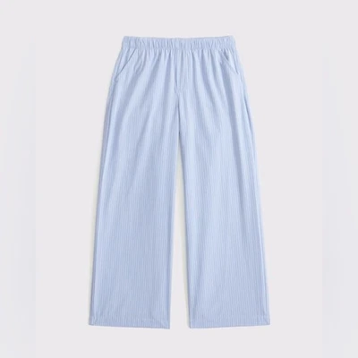 Abercrombie Kids Baggy Poplin Pull-On Pants Blue Stripe 7/8 NWT Sold Out - Image 1 of 4