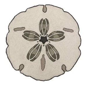 Sand Dollar Seashell Shape Area/Accent Bath or Kitchen Hook Rug, 3 Feet - Picture 1 of 3