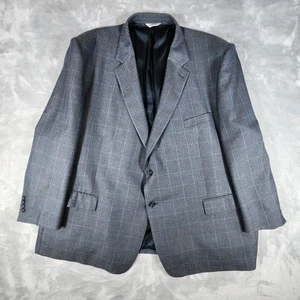 Joseph Feiss International Blazer Sport Coat 58R Gray Silk Wool Windowpane Plaid - Picture 1 of 11