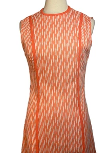 Vintage hand made shift dress size S/M color Orange & white back zipper - Picture 1 of 10